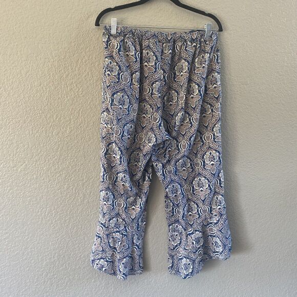 Anthropologie Roller Rabbit Culotte Womens Large Blue Yarella Flounce Pants Boho - Picture 3 of 15
